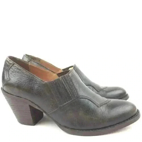 5/48 Ankle Boots 37.5 7 Leather Stacked Western - Picture 1 of 8